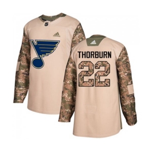 Adidas St. Louis Blues #22 Chris Thorburn Authentic Camo Veterans Day Practice NHL Jersey