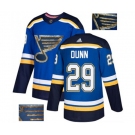 Adidas St. Louis Blues #29 Vince Dunn Authentic Royal Blue Fashion Gold NHL Jersey