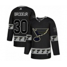 Adidas St. Louis Blues #30 Martin Brodeur Authentic Black Team Logo Fashion NHL Jersey