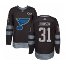 Adidas St. Louis Blues #31 Chad Johnson Authentic Black 1917-2017 100th Anniversary NHL Jersey