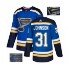 Adidas St. Louis Blues #31 Chad Johnson Authentic Royal Blue Fashion Gold NHL Jersey