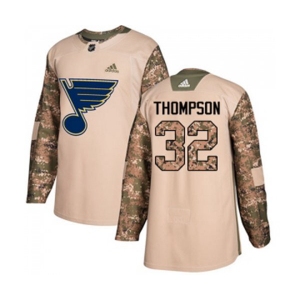 Adidas St. Louis Blues #32 Tage Thompson Authentic Camo Veterans Day Practice NHL Jersey