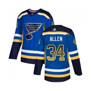 Adidas St. Louis Blues #34 Jake Allen Authentic Blue Drift Fashion NHL Jersey