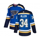 Adidas St. Louis Blues #34 Jake Allen Authentic Royal Blue Home NHL Jersey