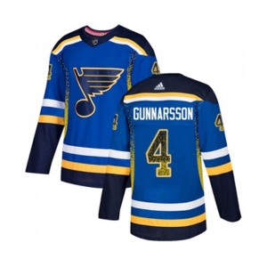 Adidas St. Louis Blues #4 Carl Gunnarsson Authentic Blue Drift Fashion NHL Jersey