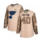 Adidas St. Louis Blues #40 Carter Hutton Authentic Camo Veterans Day Practice NHL Jersey