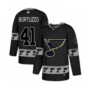 Adidas St. Louis Blues #41 Robert Bortuzzo Authentic Black Team Logo Fashion NHL Jersey