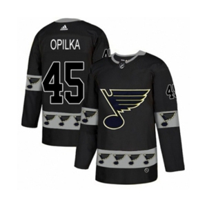 Adidas St. Louis Blues #45 Luke Opilka Authentic Black Team Logo Fashion NHL Jersey