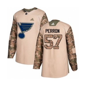 Adidas St. Louis Blues #57 David Perron Authentic Camo Veterans Day Practice NHL Jersey