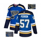 Adidas St. Louis Blues #57 David Perron Authentic Royal Blue Fashion Gold NHL Jersey