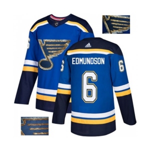 Adidas St. Louis Blues #6 Joel Edmundson Authentic Royal Blue Fashion Gold NHL Jersey