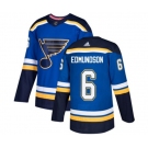 Adidas St. Louis Blues #6 Joel Edmundson Authentic Royal Blue Home NHL Jersey