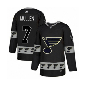 Adidas St. Louis Blues #7 Joe Mullen Authentic Black Team Logo Fashion NHL Jersey