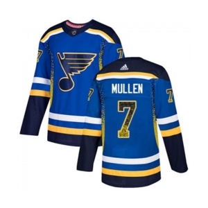 Adidas St. Louis Blues #7 Joe Mullen Authentic Blue Drift Fashion NHL Jersey