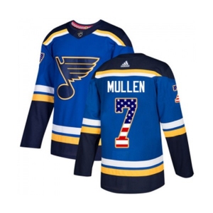 Adidas St. Louis Blues #7 Joe Mullen Authentic Blue USA Flag Fashion NHL Jersey