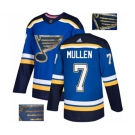 Adidas St. Louis Blues #7 Joe Mullen Authentic Royal Blue Fashion Gold NHL Jersey