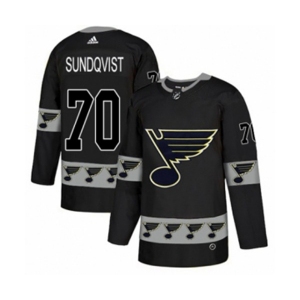 Adidas St. Louis Blues #70 Oskar Sundqvist Authentic Black Team Logo Fashion NHL Jersey