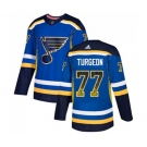 Adidas St. Louis Blues #77 Pierre Turgeon Authentic Blue Drift Fashion NHL Jersey