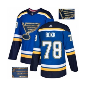 Adidas St. Louis Blues #78 Dominik Bokk Authentic Royal Blue Fashion Gold NHL Jersey