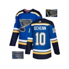 Men Adidas St. Louis Blues #10 Brayden Schenn Blue Home Authentic Fashion Gold Stitched NHL Jersey