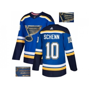 Men Adidas St. Louis Blues #10 Brayden Schenn Blue Home Authentic Fashion Gold Stitched NHL Jersey