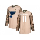 Men Adidas St. Louis Blues #11 Brian Sutter Camo Authentic 2017 Veterans Day Stitched NHL Jers