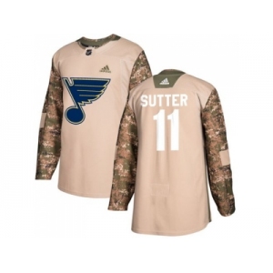 Men Adidas St. Louis Blues #11 Brian Sutter Camo Authentic 2017 Veterans Day Stitched NHL Jers