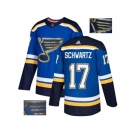 Men Adidas St. Louis Blues #17 Jaden Schwartz Blue Home Authentic Fashion Gold Stitched NHL Jersey