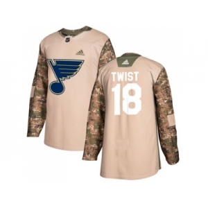 Men Adidas St. Louis Blues #18 Tony Twist Camo Authentic 2017 Veterans Day Stitched NHL Jersey