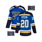 Men Adidas St. Louis Blues #20 Alexander Steen Blue Home Authentic Fashion Gold Stitched NHL Jersey