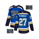 Men Adidas St. Louis Blues #27 Alex Pietrangelo Blue Home Authentic Fashion Gold Stitched NHL Jersey