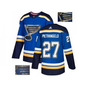 Men Adidas St. Louis Blues #27 Alex Pietrangelo Blue Home Authentic Fashion Gold Stitched NHL Jersey