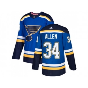 Men Adidas St. Louis Blues #34 Jake Allen Blue Home Authentic Stitched NHL Jersey