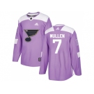 Men Adidas St. Louis Blues #7 Joe Mullen Purple Authentic Fights Cancer Stitched NHL Jersey