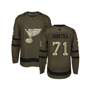 Men Adidas St. Louis Blues #71 Vladimir Sobotka Green Salute to Service Stitched NHL Jersey