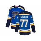 Men Adidas St. Louis Blues #77 Pierre Turgeon Blue Home Authentic Stitched NHL Jersey