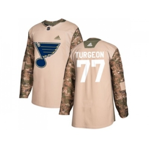 Men Adidas St. Louis Blues #77 Pierre Turgeon Camo Authentic 2017 Veterans Day Stitched NHL Jersey