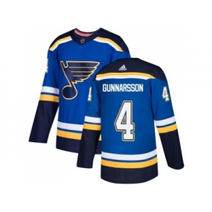 Men Adidas St.Louis Blues #4 Carl Gunnarsson Blue Home Authentic Stitched NHL Jersey