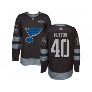 Men Adidas St.Louis Blues #40 Carter Hutton Black 1917-2017 100th Anniversary Stitched NHL Jersey