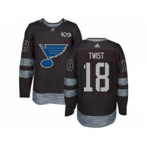 Men's Adidas St. Louis Blues #18 Tony Twist Authentic Black 1917-2017 100th Anniversary NHL Jersey