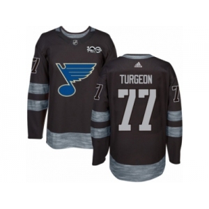 Men's Adidas St. Louis Blues #77 Pierre Turgeon Authentic Black 1917-2017 100th Anniversary NHL Jersey