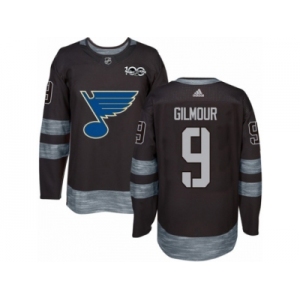Men's Adidas St. Louis Blues #9 Doug Gilmour Authentic Black 1917-2017 100th Anniversary NHL Jersey