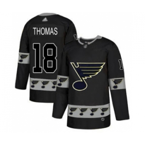 Men's Blues #18 Robert Thomas Black Team Logo Fashion Stitched Hockey Jersey