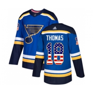 Men's Blues #18 Robert Thomas Blue Home USA Flag Stitched Hockey Jersey