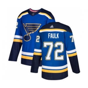 Men's Blues #72 Justin Faulk Blue Home Authentic Stitched Hockey Jersey