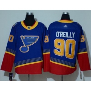 Men's Blues #90 Ryan O'Reilly Blue Red Authentic 2019 Heritage Stitched Hockey Jersey