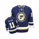 Men's Reebok St. Louis Blues #11 Brian Sutter Premier Navy Blue Third NHL Jersey