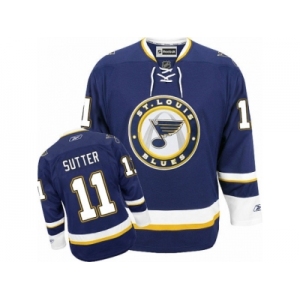 Men's Reebok St. Louis Blues #11 Brian Sutter Premier Navy Blue Third NHL Jersey