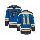 Men's Reebok St. Louis Blues #11 Brian Sutter Premier Royal Blue Home NHL Jersey