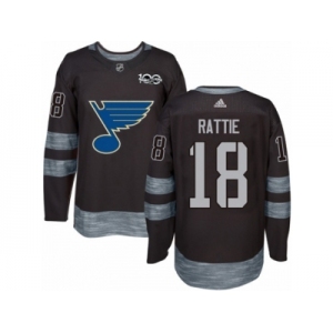 Men's Reebok St. Louis Blues #18 Ty Rattie Authentic Black 1917-2017 100th Anniversary NHL Jersey